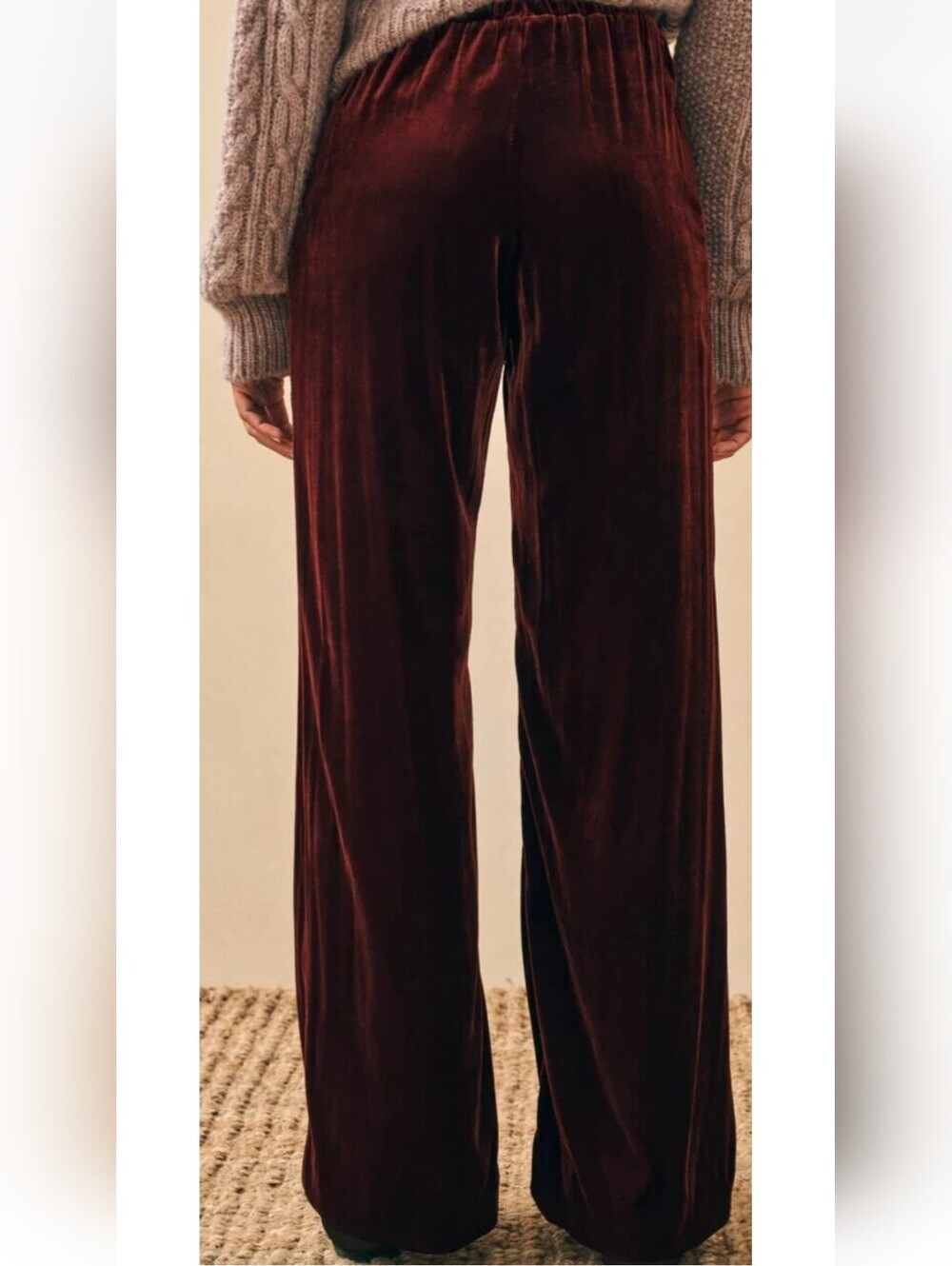 Faherty Stretch Silk Velvet Genevieve Pant Maroon Banner Size Med - Picture 15 of 15